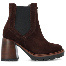 Skórzane botki na platformie - TYMOTEO G1047 CZEKOLADOWE