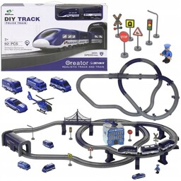 Kolejka elektryczna policja 92el + resoraki, helikopter