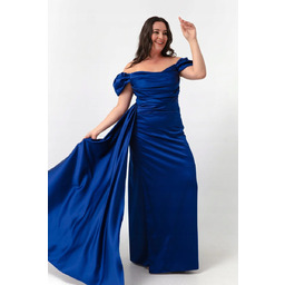 SUKIENKA WIECZOROWA NIEBIESKA ROZKLOSZOWANA PLUS SIZE 38 5GA*