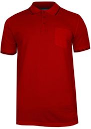 Czerwona Koszulka POLO z Lamówką, Męska, Krótki Rękaw