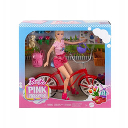 Barbie HWJ00 lalka Pink Passport na rowerze 055333