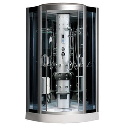 Kabina prysznicowa z hydromasażem niski brodzik czarne ściany