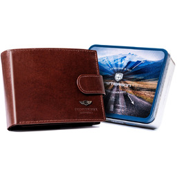 Skórzany męski portfel Peterson na zatrzask na karty