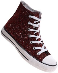 Wysokie bordowe trampki damskie