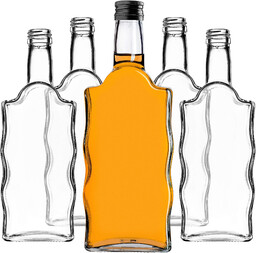 Szklana butelka na nalewkę Fala 500ml z czarną