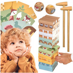 Gra Zręcznościowa Chwiejąca Wieża Zwierzęta 82 el. Fsc