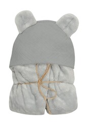 Babymatex Kocyk Koala Muślin 95x95 szary z kapturkiem