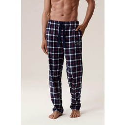 Flanelowe spodnie do piżamy Atlantic długie NMB-045 granat