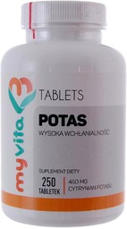 Suplement diety, Potas Cytrynian Potasu 250 Tabletek MyVita