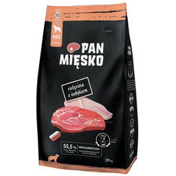 PAN MIĘSKO Cielęcina z indykiem (dorosły) chrupki XS