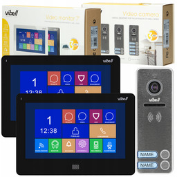 Wideodomofon Dwurodzinny 2 Monitory LCD 7" Pamięć Menu