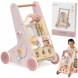 Viga Drewniany Pchacz Chodzik Różowy Edukacyjny PolarB