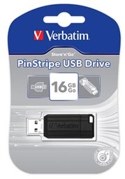 Verbatim USB flash disk, USB 2.0, 16GB, PinStripe,