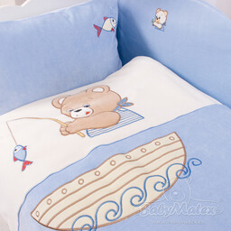 BabyMatex Pościel 100x135 Bears misiaczki niebieska z ochraniaczem
