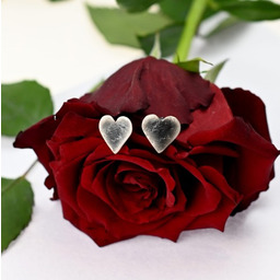 Kolczyki z serduszkami szare małe - Ślady Miłości