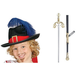 Zestaw Muszkieter Kapelusz Czarny ze Szpadą 2el dziecięcy