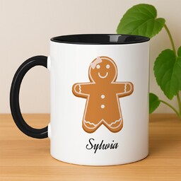 Kubek ceramiczny biały z czarnym środkiem dla niej