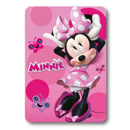 Faro Koc polarowy 100x140 Myszka Minnie różowy grochy