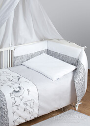 BabyMatex Pościel 100x135 Bianco Safari szara z ochraniaczem