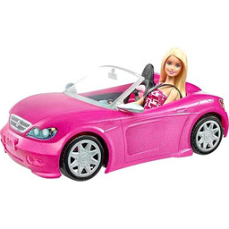Barbie Playset with Sparkly Pink 2-Seater Toy Convertible