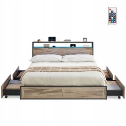 Łóżko 160×200 Loft Metalowe z Szufladami Półka