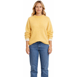 MANGO LUŹNY SWETER Z GOLFEM W KOLORZE MUSZTARDOWYM