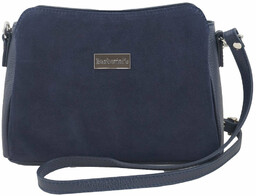 Listonoszka skórzana z zamszem - Granatowa