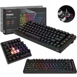 Klawiatura gamingowa bezprzewodowa Savio Phenix Gateron Yellow Pro