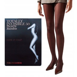 Rajstopy brązowe Calzedonia TOTALLY INVISIBLE 50 den 1/2