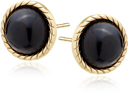 Eleganckie pozłacane srebrne kolczyki kółka onyks onyx srebro