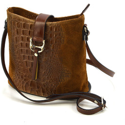 Skórzana damska listonoszka z motywem krokodyla