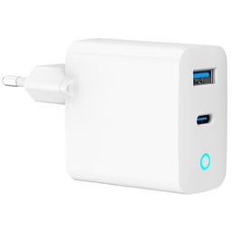 Gembird GaN 2xUSB QC3.0 Type-C 30W LED biały