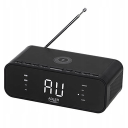 Ad 1192 black Radiobudzik z bezprzewodową ładowarką