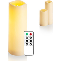 Świeca LED z pilotem, kremowa, zewnętrzna, 30 cm