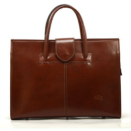 Damska duża skórzana aktówka na dokumenty kuferek