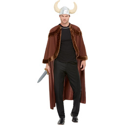 Viking Costume, Brown, with Cape & Helmet