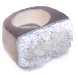 Pierścionek Agat Druza Biała Rozmiar 12