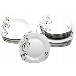 Serwis Obiadowy Talerze Kwadratowe Komplet Zestaw 18el TZ4