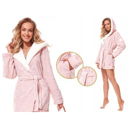 Szlafrok damski LIDIA: róż/biel