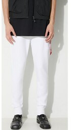 Alpha Industries spodnie dresowe kolor biały gładkie
