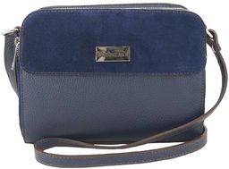 Torebka skórzana crossbody zamszowa - Granatowa