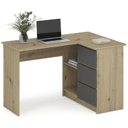 Edinos Biurko nowoczesne narożne dąb artisan + grafit