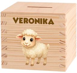 ČistéDřevo Skarbonka drewniana dla dzieci Młode na farmie