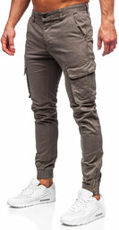 Brązowe spodnie materiałowe joggery bojówki męskie Denley 77322
