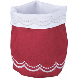 XMas czerwony pojemnik na chleb dekoracyjny srebrny kropki