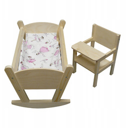 Drewniana Kołyska Dla Lalek Krzesełko Do Karmienia