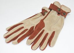 KENIG Rękawiczki letnie perforowane brązowo-beżowe-