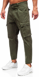 Khaki spodnie materiałowe bojówki męskie Denley 77323
