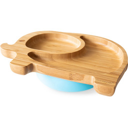 Ecorascals, Miseczka bambusowa z przyssawką, Niebieski Słonik