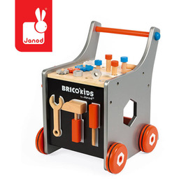 Szary jeździk, pchacz, warsztat z narzędziami dla dzieci